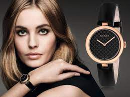 Gucci girl modeling Gucci watch