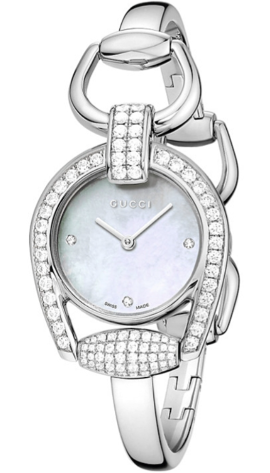 Gucci Horsebit Bangle 1.6 ct 95 Diamond Womens Watch YA139505
