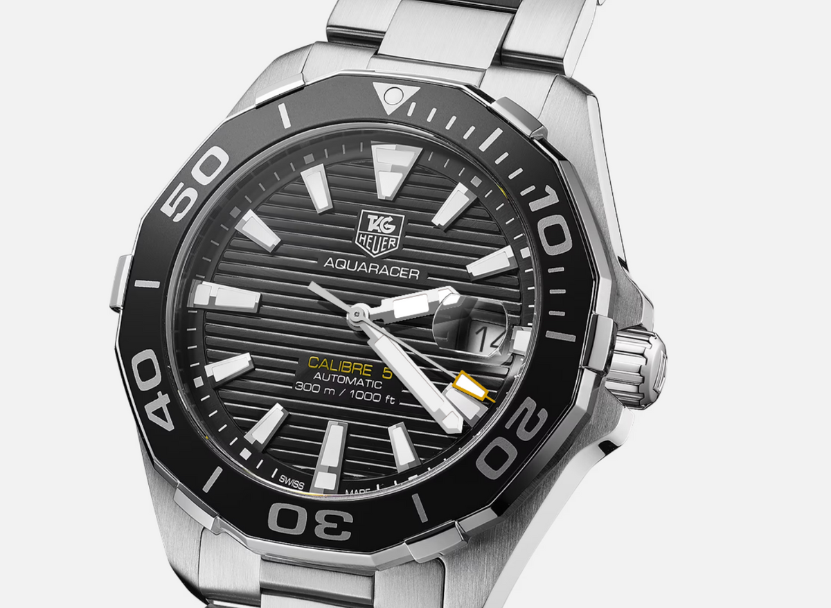 TAG Heuer Aquaracer 300 Calibre 5 Black Dial Black Bezel 41 mm Steel Swiss Dive Watch