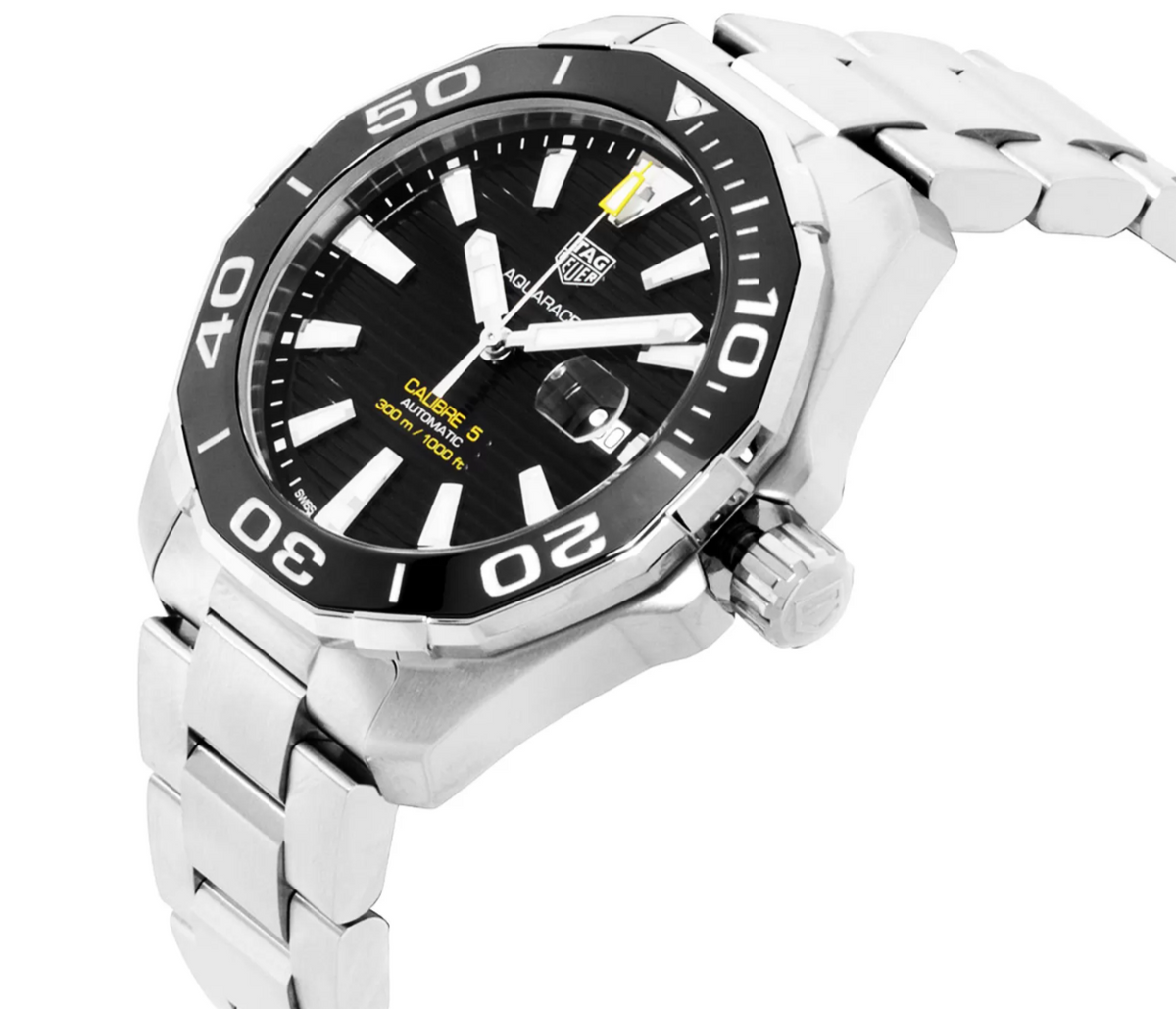 TAG Heuer Aquaracer 300 Calibre 5 Black Dial Black Bezel 43 mm Men's Dive Watch WAY201A.BA0927