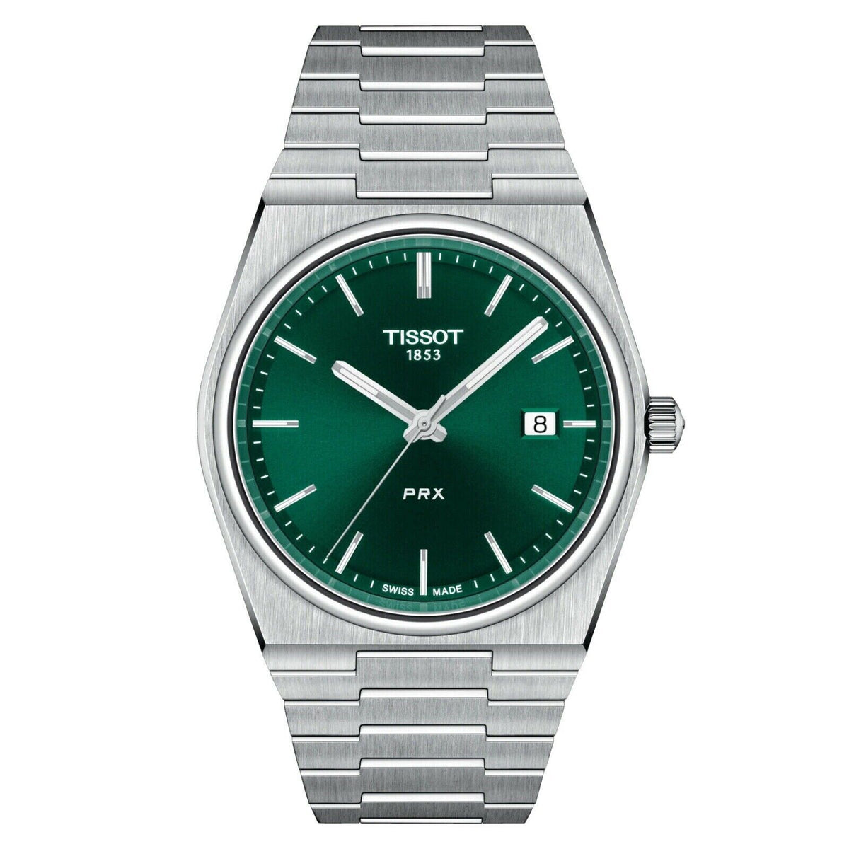 Tissot PRX Green Sunray Dial T-Classic Stainless Steel Swiss Watch T137.410.11.091.00