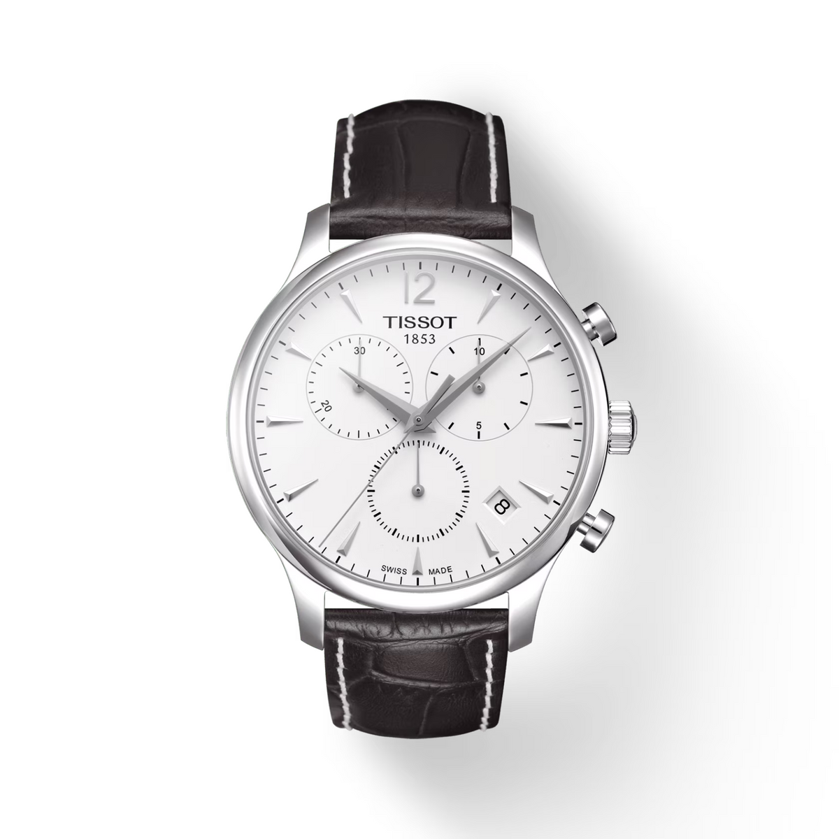 Tissot Tradition Chronograph White Dial Leather Strap Swiss Watch T0636171603700
