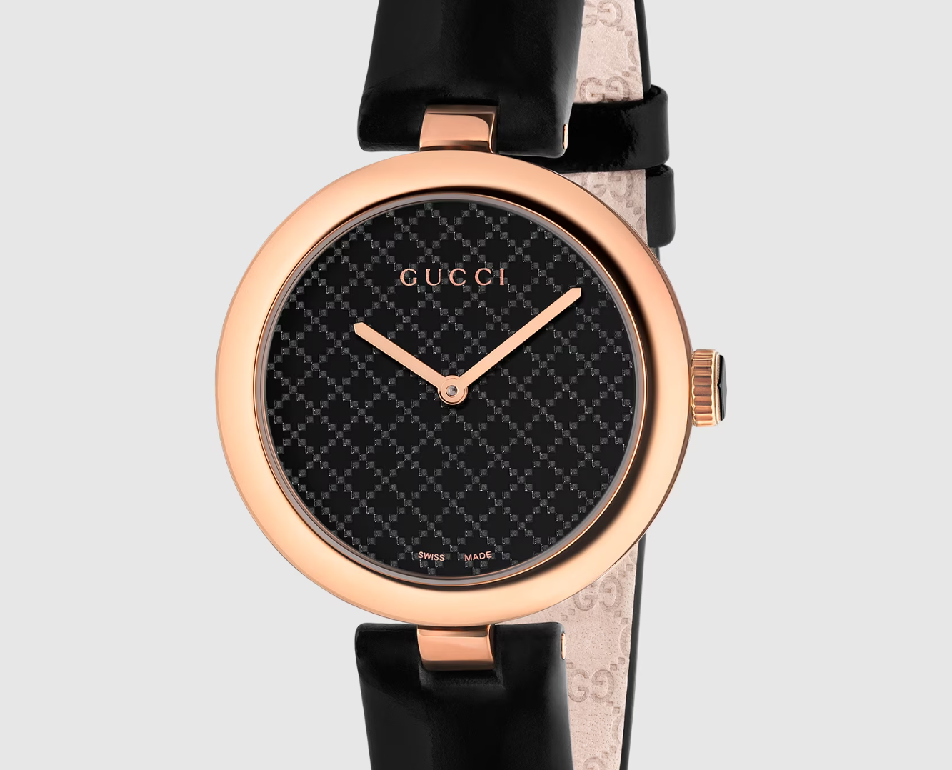 Gucci Diamantissima Black & Rose Gold Womens Swiss Watch 27 Gucci Diamantissima Black & Rose Gold Womens Swiss Watch 27
