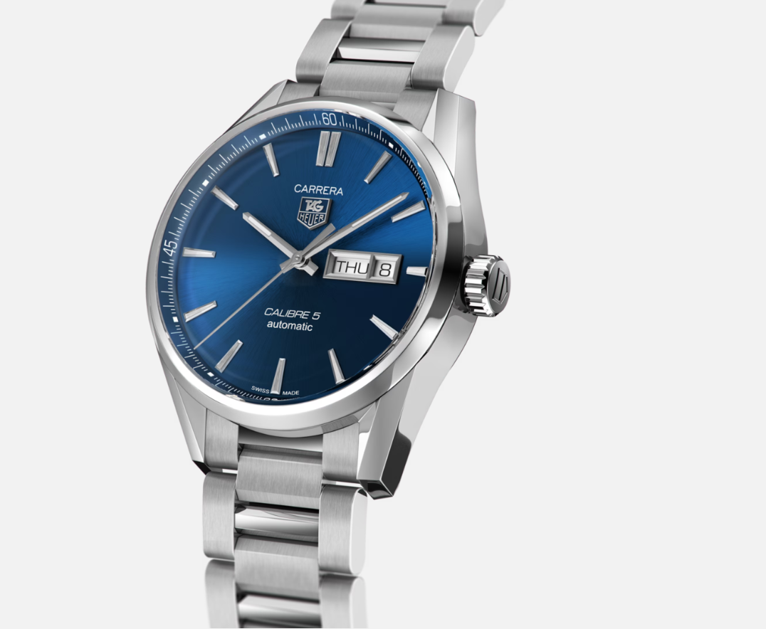 Tag heuer carrera calibre 5 blue dial discount
