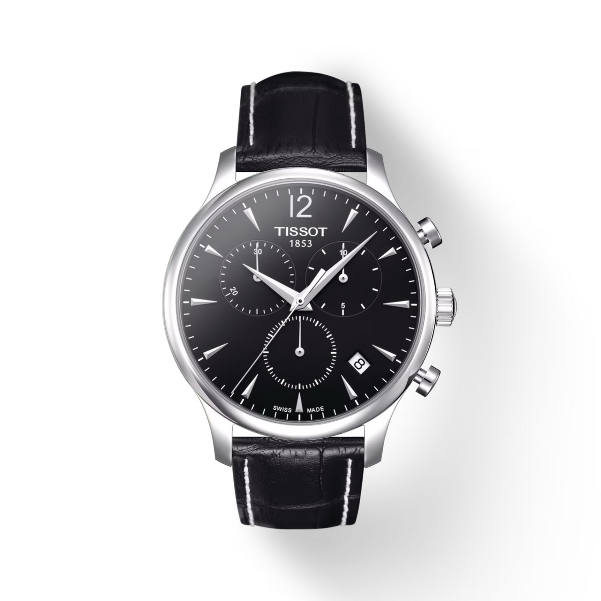 Tissot black top leather strap watch